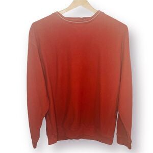Haggar Rust Orange Textured Fabric Cotton Long Sleeve T-Shirt L